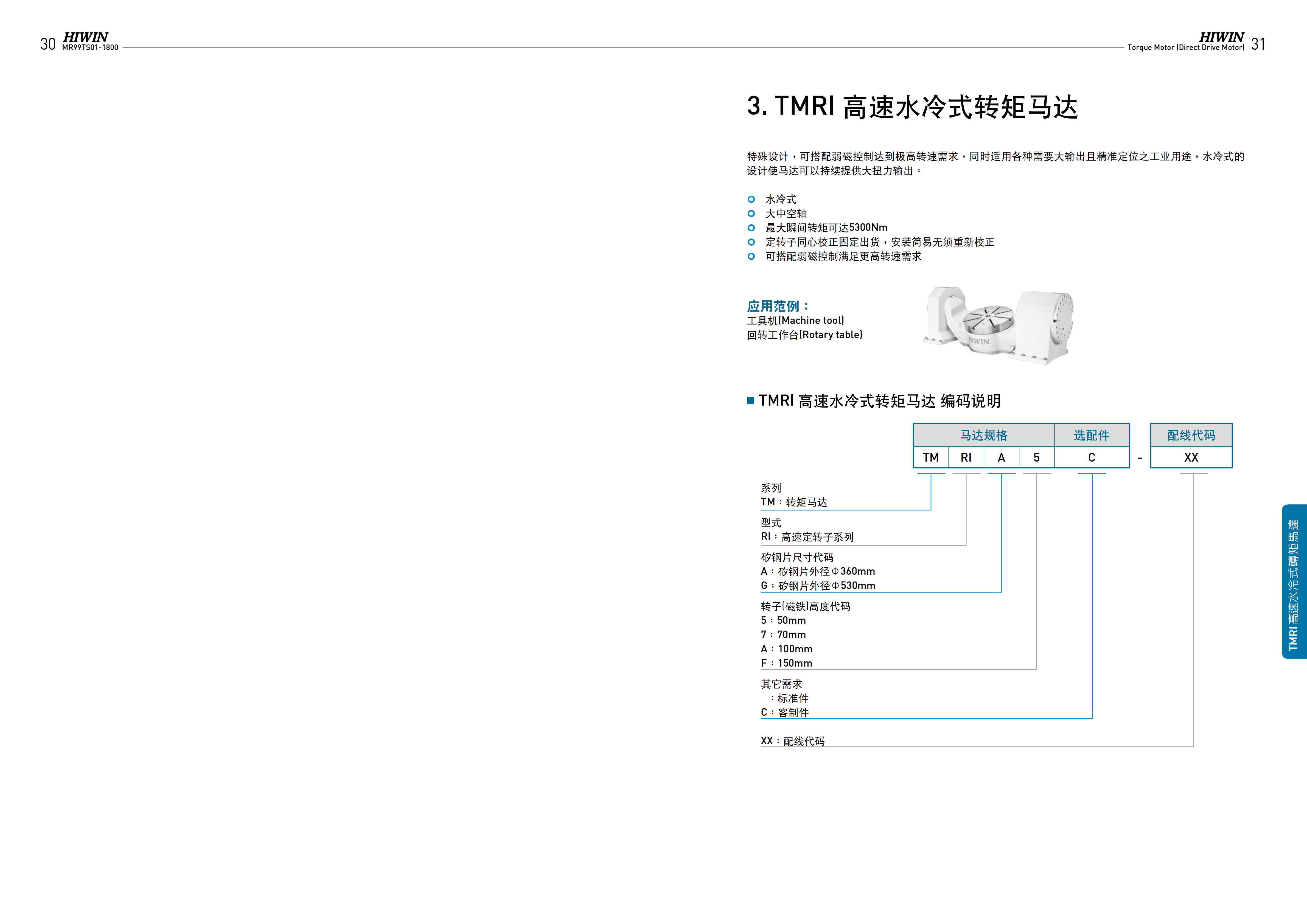 上銀水冷式力矩電機(jī)TMRIGA-SB